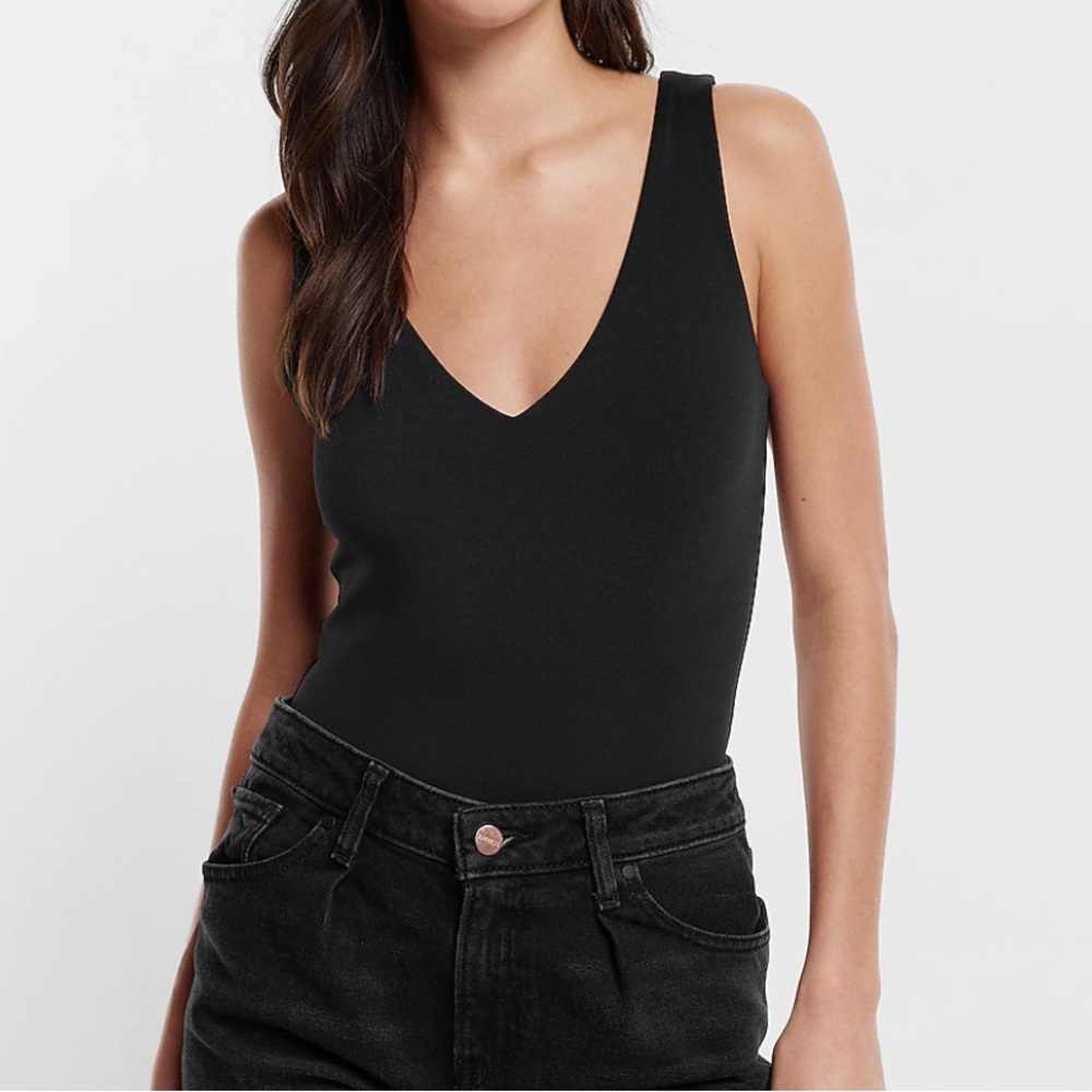 Express black ribbed thong bodysuit nwot